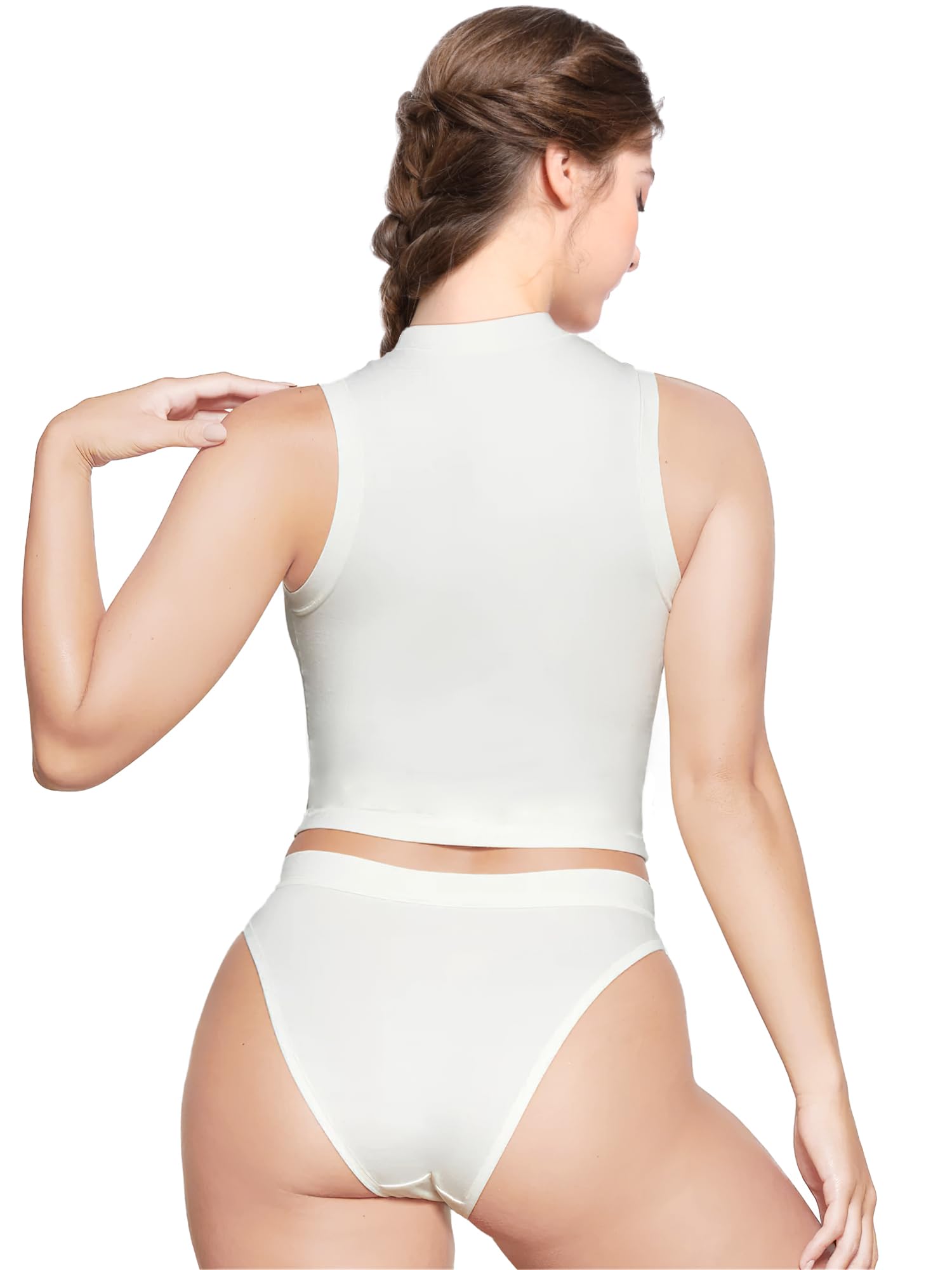 YIANNA Women's Sleeveless Tops Crew Neck Cotton Slim Fit T Shirts Basic Tee Sexy Going Out Crop Top