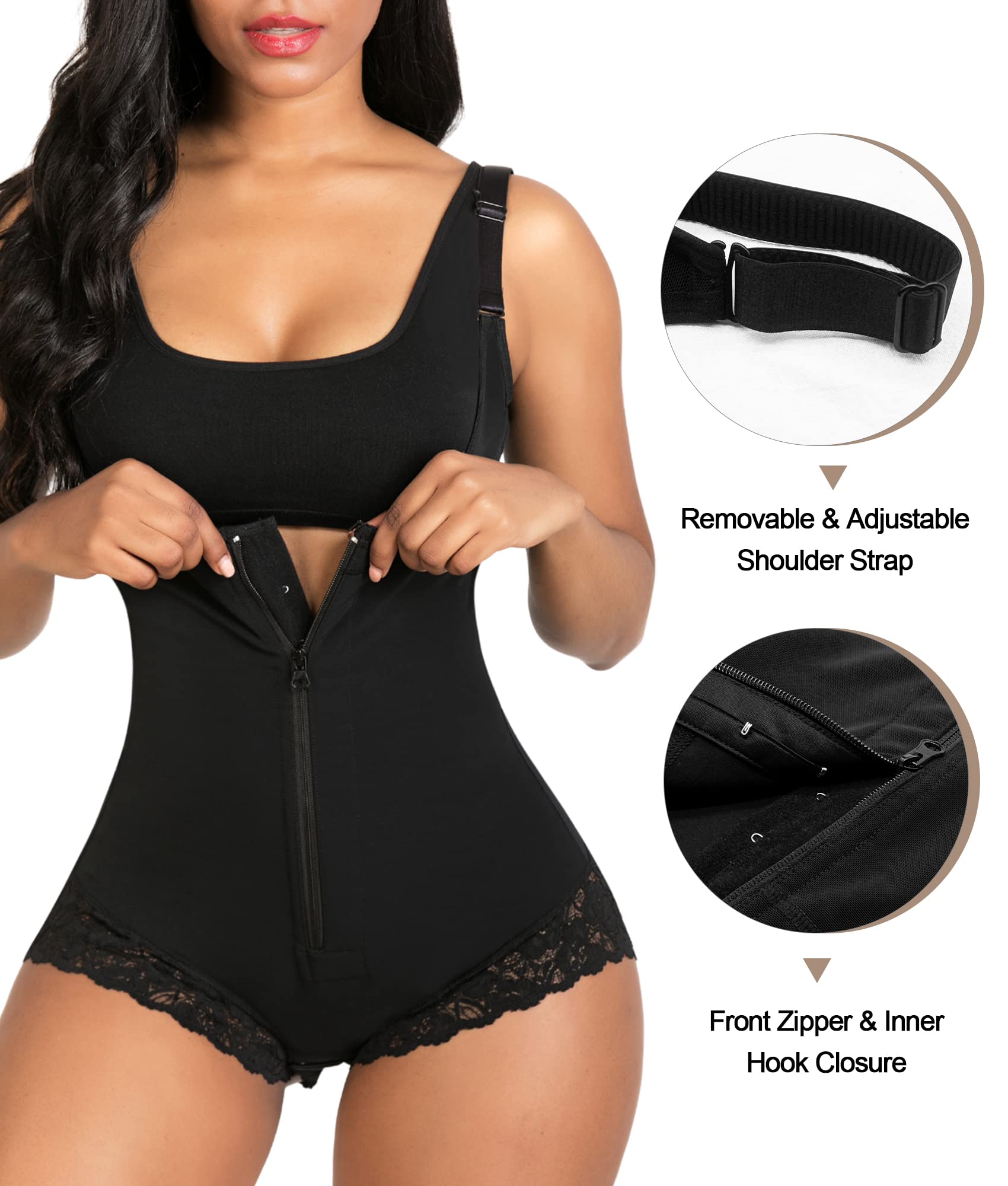 YIANNA Shapewear for Women Tummy Control Fajas Colombianas Open Bust Body Shaper Slimmer Bodysuit