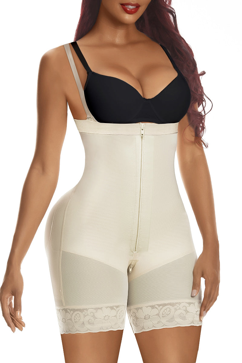 YIANNA Fajas Colombianas Shapewear for Women Tummy Control Body Shaper Butt Lifter Thigh Slimmer with Zipper Crotch