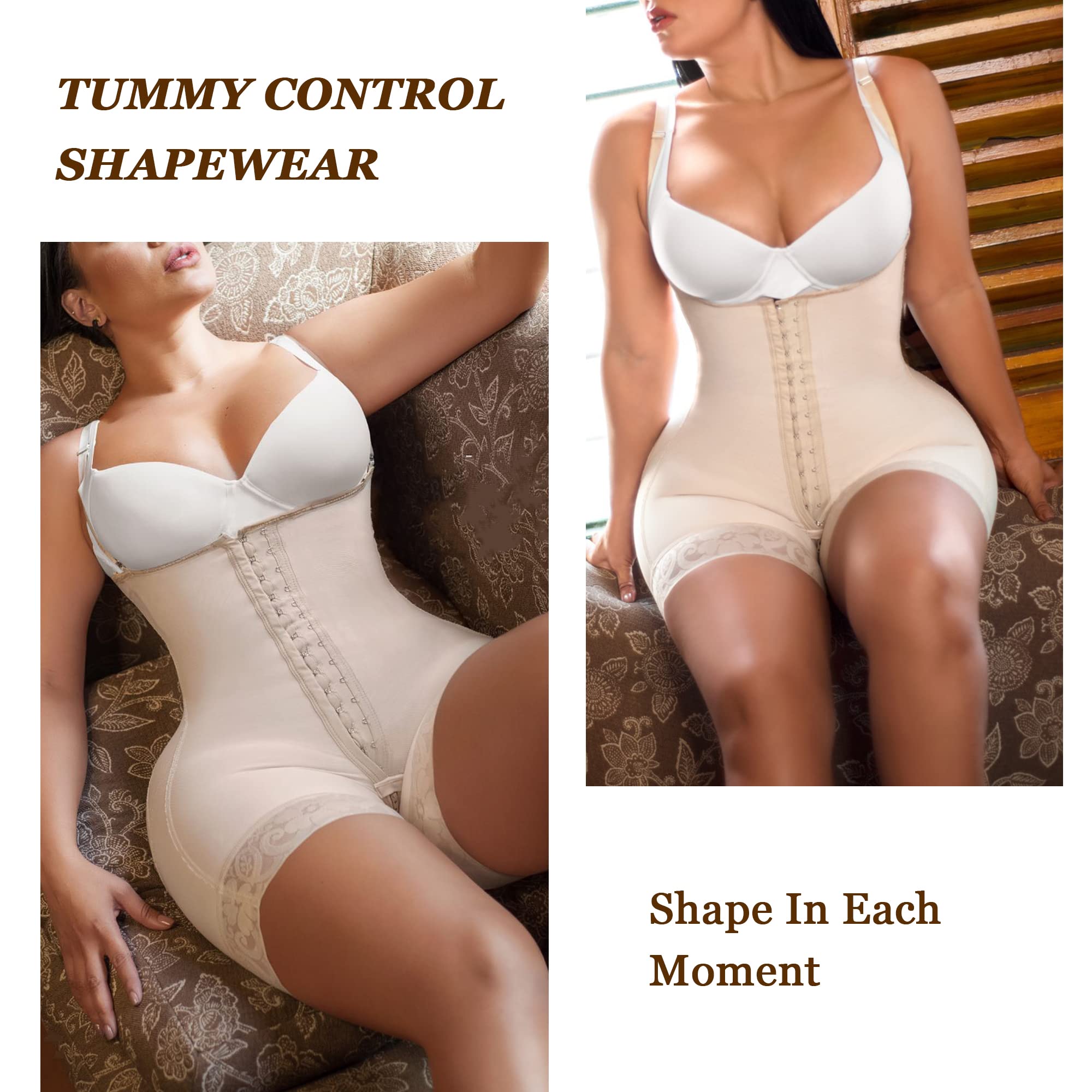 YIANNA Fajas Colombianas Shapewear for Women Tummy Control Post Surgery Compression Garment with Zipper Crotch